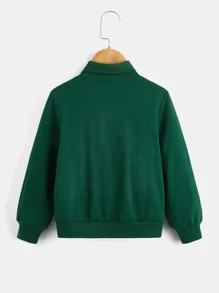SHEIN Niños Sudadera con estampado de letra de cuello tortuga - Verde - Ver 2