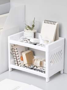 1pc Double Layer Letter Tray - White - View 1