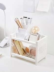 1pc Double Layer Letter Tray - White - View 3