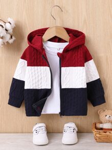 Babyjongen Kleurblok Met rits Jas met capuchon Zonder T-shirt