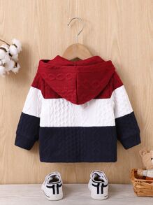 Babyjongen Kleurblok Met rits Jas met capuchon Zonder T-shirt
