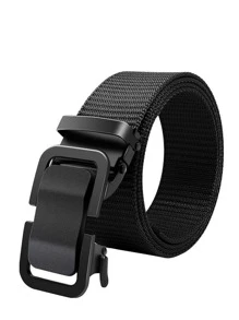 1pcMen Automatic Buckle Webbing Tape Belt Work - Black - View 1