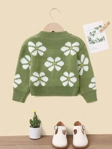 Baby Floral Pattern Jumper - Green - View 2