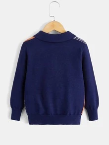 Toddler Boys Geo & Houndstooth Pattern Polo Neck Jumper - Multicolor - View 2