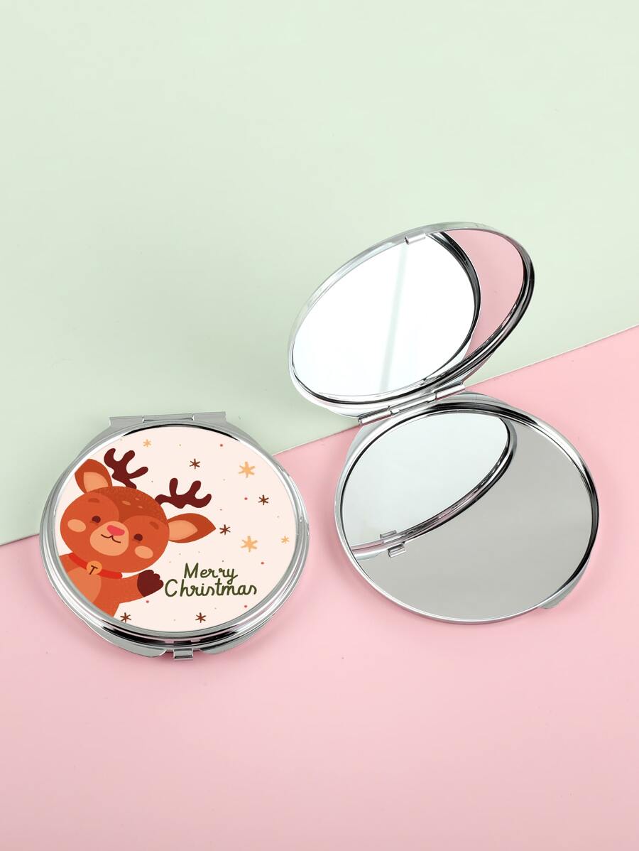 Christmas Foldable Cartoon Elk Pattern Mirror - Multicolor - View 1