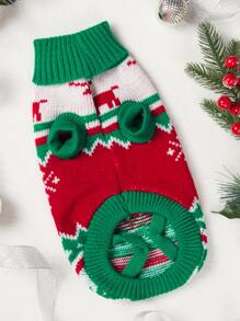 1入組聖誕主題針織提花寵物毛衣 - 彩色 - 查看 5