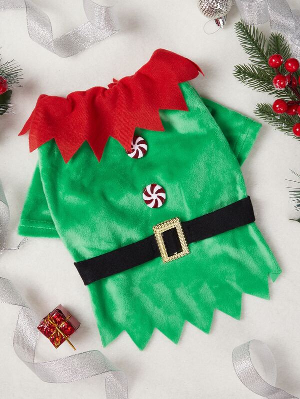 1pc Pet Dog Christmas T-Shirt, Christmas Holiday Graphic Tee, Pet Holiday Costume Apparel Suitable For Small/Medium Dogs & Cats, Perfect For Holiday Party