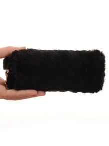 1pc Plain Pencil Case - Black - View 2