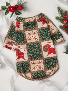 1 件圣诞元素印花猫/狗通用保暖宠物运动衫 - 彩色 - 查看 1