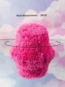 1 Chiếc Mũ Lông Thỏ giả dày dặn màu trơn phong cách Y2k dành cho nữ có vành rộng, thích hợp để mặc hàng ngày và giữ ấm khi dạo phố - Màu Hồng Tươi - Xem 4