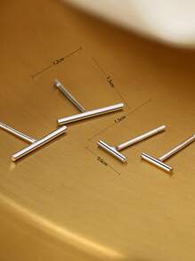 Andkiss 2對極簡風格耳釘 - 銀色 - 查看 5