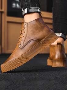 秋季新款男士繫帶馬丁靴 - 棕色 - 查看 2