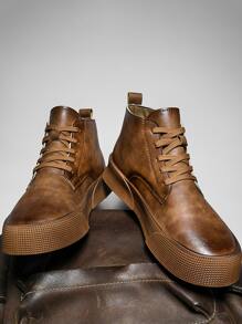 秋季新款男士繫帶馬丁靴 - 棕色 - 查看 3