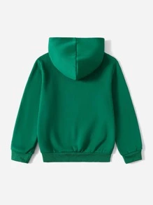 Ryan Hatfield 男孩卡通和字母圖案加絨內裏連帽衫