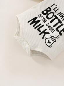 Bé trai sơ sinh Đồ họa Khẩu hiệu Áo liền quần chặt & Quần nỉ & Mũ & Vớ - Nhiều màu - Xem 4