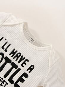 Bé trai sơ sinh Đồ họa Khẩu hiệu Áo liền quần chặt & Quần nỉ & Mũ & Vớ - Nhiều màu - Xem 7