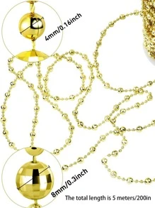 1pc Christmas Plastic Plain Decorative Chain - Gold - View 3