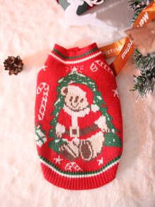nicovaer Giáng sinh Dày lên Cốt lõi Sợi Thú cưng Áo len Mở Áo khoác len , Đỏ  , 1 Miếng - Đỏ - Xem 1