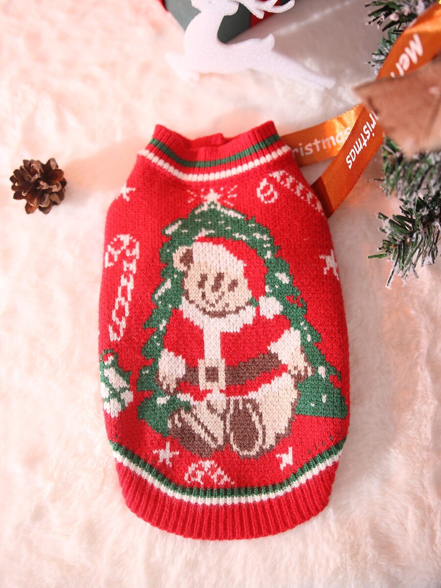 nicovaer Giáng sinh Dày lên Cốt lõi Sợi Thú cưng Áo len Mở Áo khoác len , Đỏ  , 1 Miếng - Đỏ - Xem 1