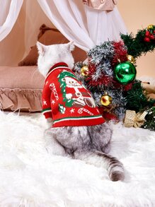 nicovaer Giáng sinh Dày lên Cốt lõi Sợi Thú cưng Áo len Mở Áo khoác len , Đỏ  , 1 Miếng - Đỏ - Xem 8