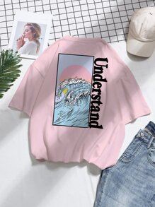 SHEIN X MOHA Manfinity EMRG Tops Nam Lá thư Giải trí - Màu Hồng baby - Xem 1