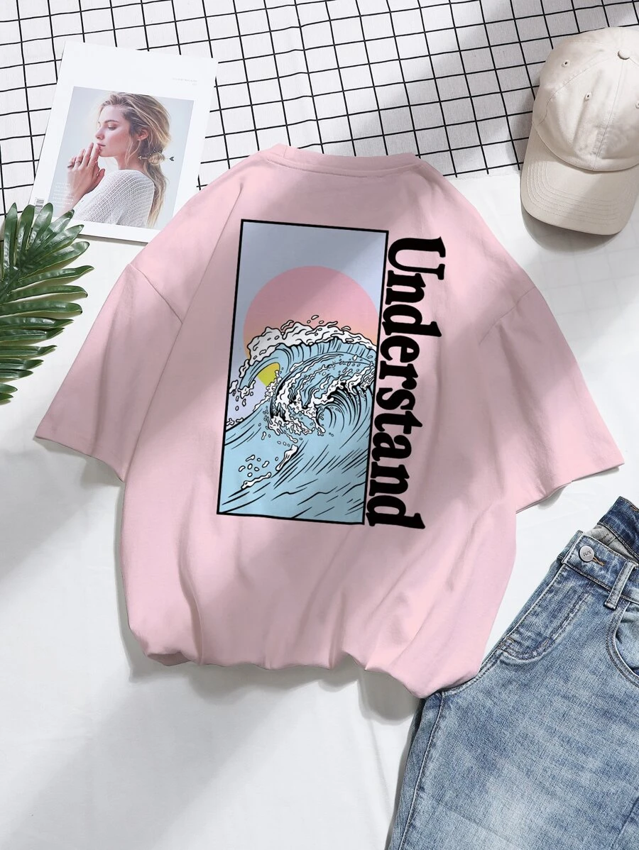 SHEIN X MOHA Manfinity EMRG Tops Nam Lá thư Giải trí - Màu Hồng baby - Xem 1