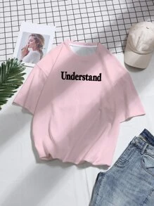 SHEIN X MOHA Manfinity EMRG Tops Nam Lá thư Giải trí - Màu Hồng baby - Xem 2