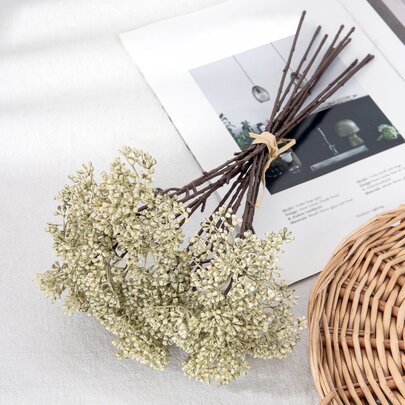 6/12/24 束仿真满天星花束，适用于婚礼新娘捧花、花环、DIY 花艺布置、家居办公室桌面装饰、中心摆件等，触感逼真。仿真满天星散装，逼真仿真花。