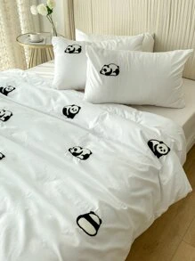 Set colcha sin relleno panda con bordado - Blanco - Ver 1