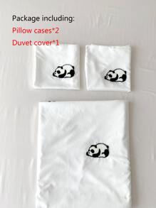 Set colcha sin relleno panda con bordado - Blanco - Ver 3