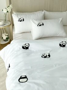 Set colcha sin relleno panda con bordado - Blanco - Ver 4
