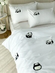 Set colcha sin relleno panda con bordado - Blanco - Ver 6