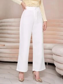 Mulvari High Waist Wide Leg Trousers - White - View 3