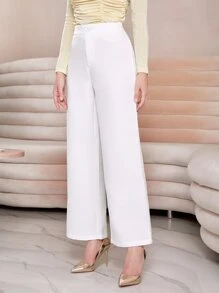 Mulvari High Waist Wide Leg Trousers - White - View 4