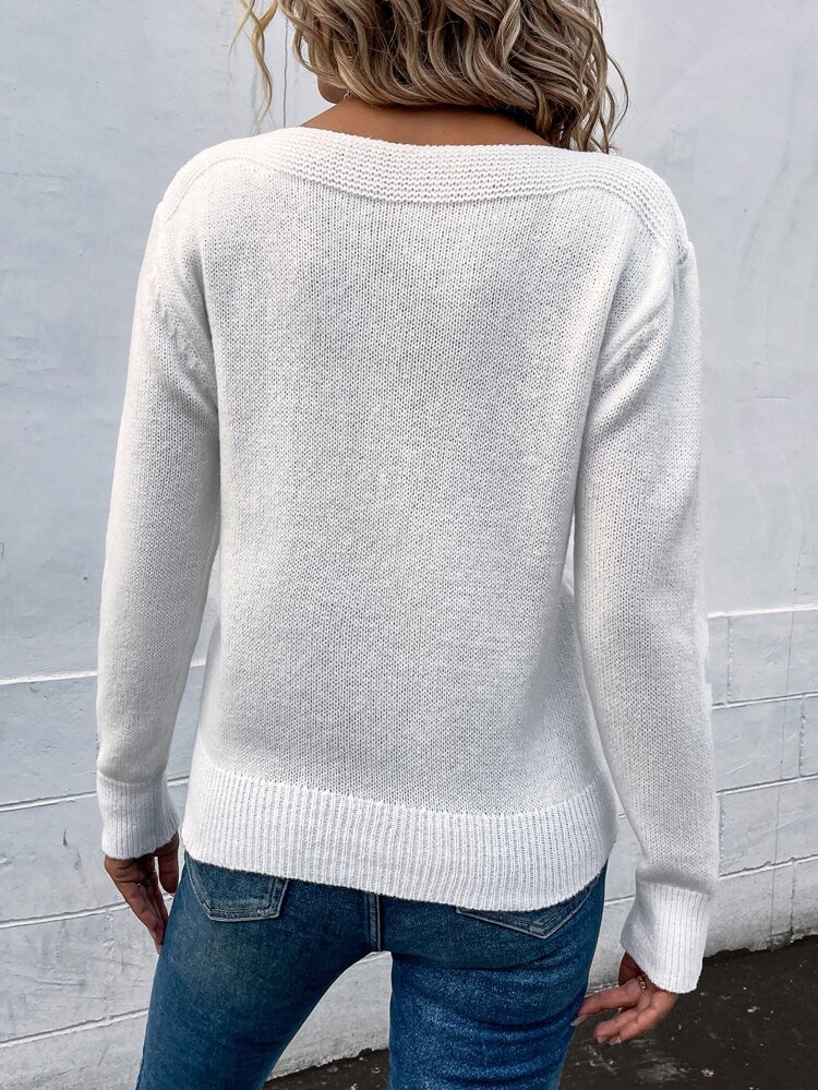 Chevron Pattern Drop Shoulder Sweater