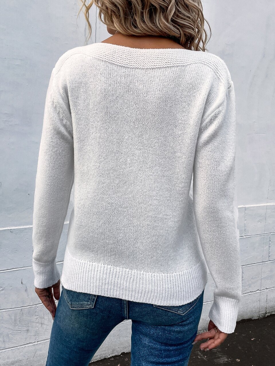Chevron Pattern Drop Shoulder Sweater
