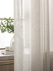 1入現代風格假麻紗簾,米色,適用於客廳,臥室,窗戶,門裝飾 - 米色 - 查看 8