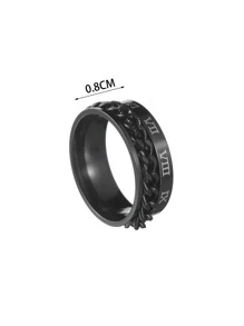 Fashionable and Popular Men Chain Decor Ring Stainless Steel for Jewelry Gift and for a Stylish Look - Black - View 3