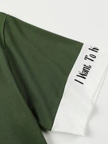 Manfinity Hypemode Tops Nam Khối Màu Slogan Giải trí - xanh quân đội - Xem 5