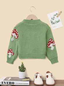 Bebé Cárdigan con patrón de seta - Verde - Ver 2