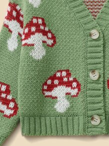 Bebé Cárdigan con patrón de seta - Verde - Ver 3