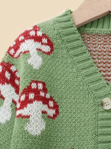 Bebé Cárdigan con patrón de seta - Verde - Ver 4