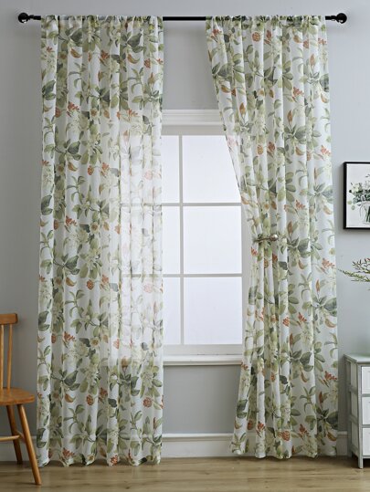 Flower Print Single Panel Curtain