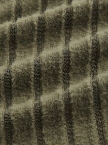 SHEIN ICON 頹廢搖滾前開叉木耳邊短款T恤 - 軍綠色 - 查看 4