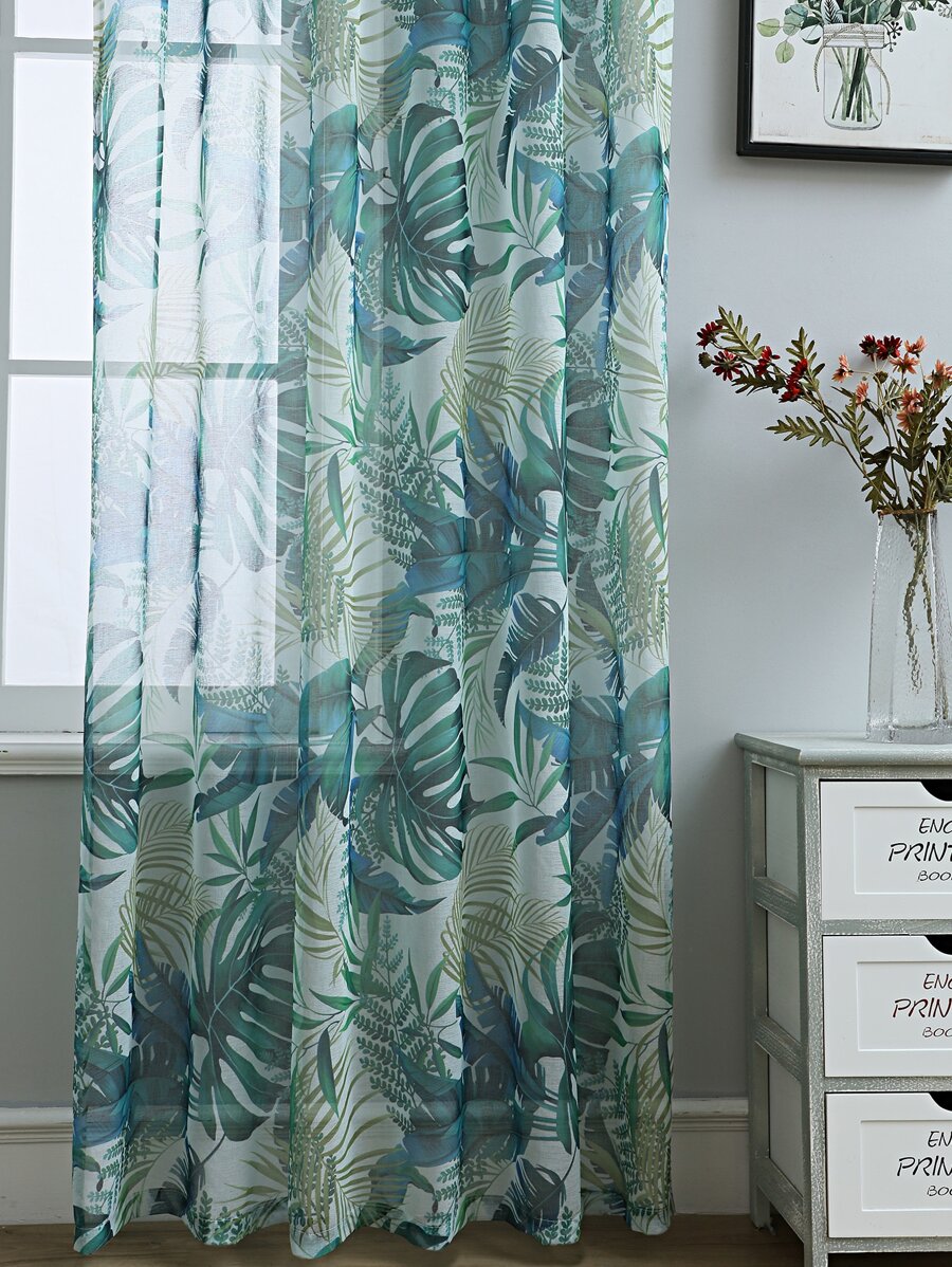 Leaf Print Single Panel Curtain SHEIN UK