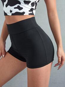 Muchica 高腰素色機車短褲