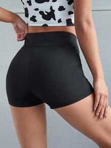 Muchica 高腰素色機車短褲