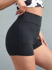 Muchica 高腰素色機車短褲