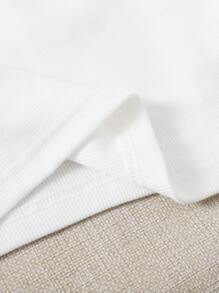 SHEIN EZwear Conjunto de ropa de verano 2 piezas con top corto de halter cruzado en la espalda - Blanco y Negro - Ver 4