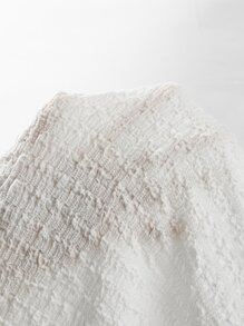 SHEIN BAE Áo hai dây Bất đối xứng Lộ Lưng Xù nhỏ Buộc lại màu trơn Gợi cảm - trắng - Xem 6